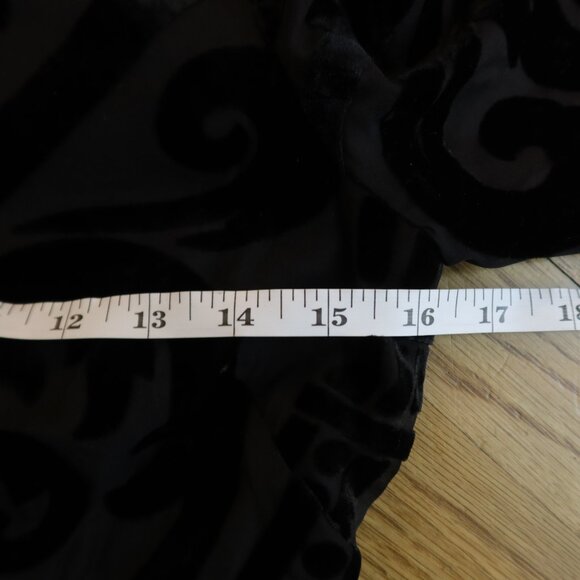 MANGO velvet burnout dress black XS mesh flare sleeve boho fairy event holiday - Picture 7 of 10